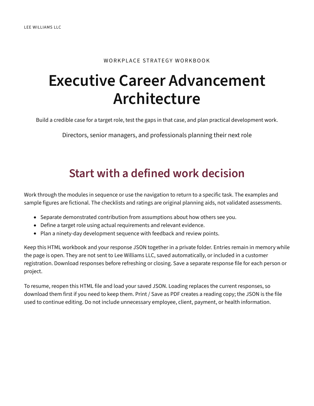 Executive Career Advancement Architecture™ cover